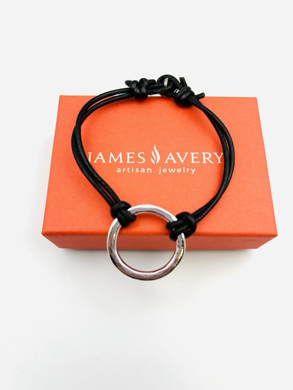 James Avery Retired 925 Sterling Silver Riata Leather Toggle 7.5" Bracelet